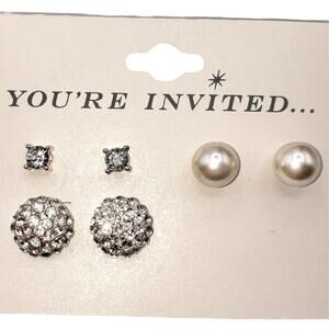 3/15 NWT You're Invited Rhinestone and pearl earrings